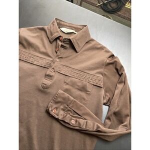 Da Vinci California Shirt Small Knit Pullover Brown Long Sleeve Polyester Shirt